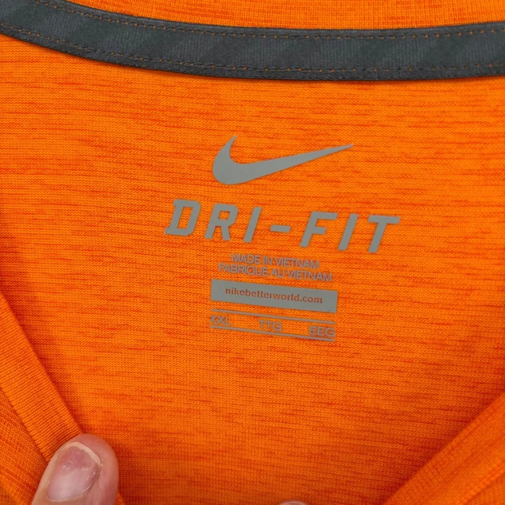 Nike Mens Long Sleeve T-Shirt XXL Orange Tennessee Volunteers Dri-Fit Rocky Top